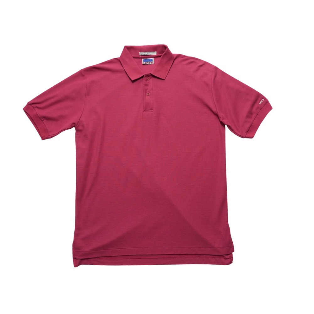 Levi's Polo Shirt Mens Large Magenta Pink Classic Logo Pique Knit Retro Style